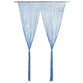 Cortina de macramé algodón azul 140x240 cm de , Cortinas y visillos - Ref: Foro24-323985, Precio: 39,26 €, Descuento: %