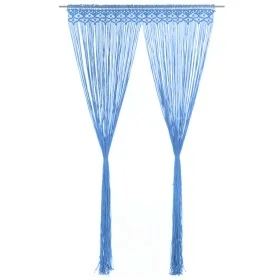 Cortina de macramé algodón azul 140x240 cm de , Cortinas y visillos - Ref: Foro24-323987, Precio: 41,89 €, Descuento: %