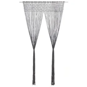 Cortina de macramé algodón gris antracita 140x240 cm de , Cortinas y visillos - Ref: Foro24-323991, Precio: 38,94 €, Descuent...