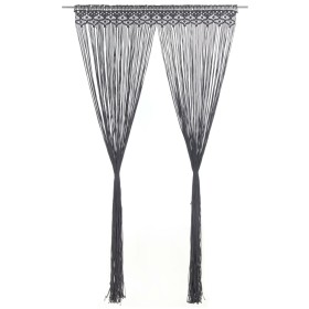 Cortina de macramé algodón gris antracita 140x240 cm de , Cortinas y visillos - Ref: Foro24-323993, Precio: 42,56 €, Descuent...
