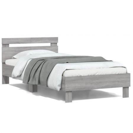 Cama con cabecero madera de ingeniería gris Sonoma 100x200 cm de , Camas y somieres - Ref: Foro24-838531, Precio: 93,61 €, De...