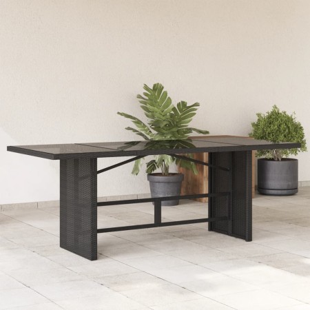 Mesa de jardín superficie de vidrio ratán PE negro 190x80x74 cm de , Mesas de jardín - Ref: Foro24-365304, Precio: 175,11 €, ...