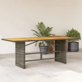 Mesa de jardín superficie de madera ratán PE gris 190x80x74 cm de , Mesas de jardín - Ref: Foro24-365310, Precio: 238,48 €, D...