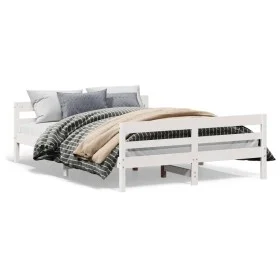Estructura de cama con cabecero madera pino blanco 120x200 cm de , Camas y somieres - Ref: Foro24-842791, Precio: 148,76 €, D...
