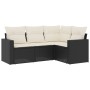 Juego de sofás jardín 4 pzas con cojines ratán sintético negro de , Sofás modulares de exterior - Ref: Foro24-3251243, Precio...