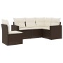 Set comedor de jardín 5 piezas y cojines ratán sintético marrón de , Sofás modulares de exterior - Ref: Foro24-3251310, Preci...