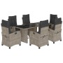 Set comedor jardín 7 pzas y cojines ratán sintético gris de , Conjuntos de jardín - Ref: Foro24-3212689, Precio: 868,55 €, De...