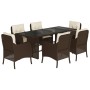 Set comedor de jardín 7 pzas con cojines ratán sintético marrón de , Conjuntos de jardín - Ref: Foro24-3211882, Precio: 746,0...