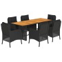 Set de comedor de jardín 7 pzas y cojines ratán sintético negro de , Conjuntos de jardín - Ref: Foro24-3211896, Precio: 756,1...