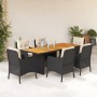 Set de comedor de jardín 7 pzas y cojines ratán sintético negro de , Conjuntos de jardín - Ref: Foro24-3211894, Precio: 744,3...