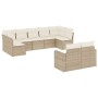 Set de sofás de jardín 9 pzas con cojines ratán sintético beige en Conjuntos de jardín | Comprar online en Foru.es