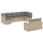 Set de sofás de jardín 9 pzas con cojines ratán sintético beige en Conjuntos de jardín | Comprar online en Foru.es