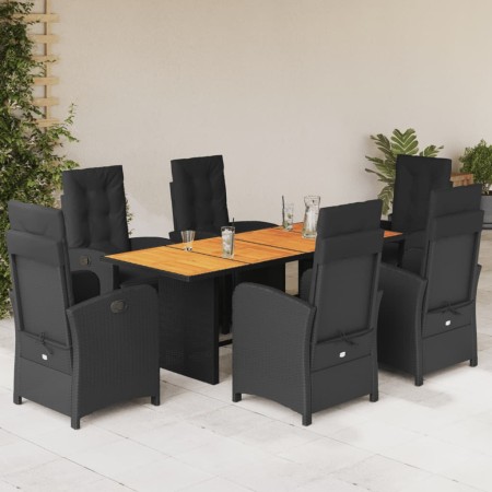 Set de comedor de jardín 7 pzas y cojines ratán sintético negro de , Conjuntos de jardín - Ref: Foro24-3212504, Precio: 871,7...