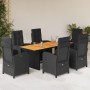 Set de comedor de jardín 7 pzas y cojines ratán sintético negro de , Conjuntos de jardín - Ref: Foro24-3212504, Precio: 871,7...