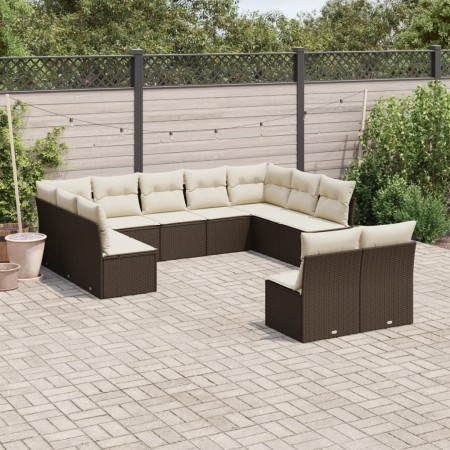 Set de sofás de jardín 11 pzas cojines ratán sintético marrón de , Conjuntos de jardín - Ref: Foro24-3218353, Precio: 648,08 ...