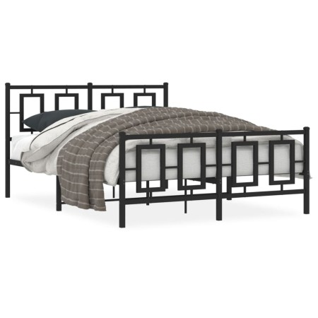Estructura de cama cabecero y estribo metal negro 135x190 cm de , Camas y somieres - Ref: Foro24-374258, Precio: 129,29 €, De...
