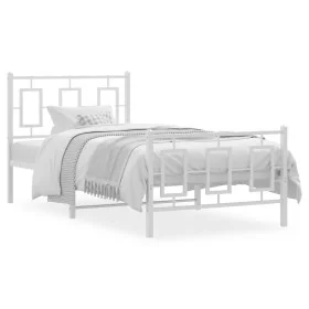 Estructura cama metal con cabecero y pie cama blanca 90x190 cm de , Camas y somieres - Ref: Foro24-374300, Precio: 82,90 €, D...