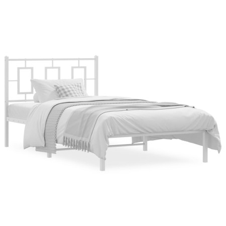 Estructura de cama de metal con cabecero blanco 100x200 cm de , Camas y somieres - Ref: Foro24-374285, Precio: 77,16 €, Descu...