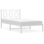 Estructura de cama de metal con cabecero blanco 100x200 cm de , Camas y somieres - Ref: Foro24-374285, Precio: 77,16 €, Descu...