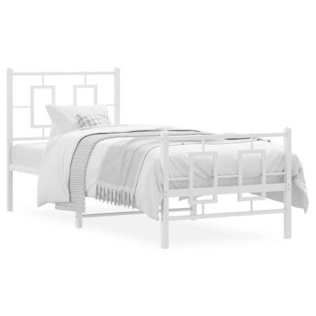 Estructura cama metal con cabecero y pie cama blanca 75x190 cm de , Camas y somieres - Ref: Foro24-374298, Precio: 75,31 €, D...