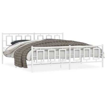 Estructura cama metal con cabecero y pie cama blanco 193x203 cm de , Camas y somieres - Ref: Foro24-374314, Precio: 149,63 €,...