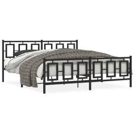 Black metal headboard and footboard bed frame 183x213 cm by , Beds and slatted bases - Ref: Foro24-374264, Price: 155,26 €, D...