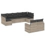 Set muebles jardín 9 pzas y cojines ratán sintético gris claro en Conjuntos de jardín | Comprar online en Foru.es