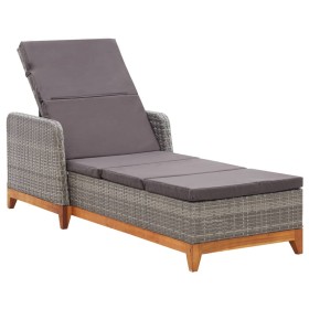 Tumbona de ratán sintético y madera maciza de acacia gris de vidaXL, Tumbonas - Ref: Foro24-46013, Precio: 215,85 €, Descuent...