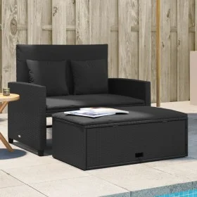 2-seater garden sofa with black synthetic rattan cushions by , Outdoor sofas - Ref: Foro24-365132, Price: 291,07 €, Discount: %