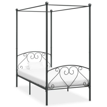 Estructura de cama con dosel metal gris 90x200 cm de vidaXL, Camas y somieres - Ref: Foro24-284440, Precio: 128,30 €, Descuen...