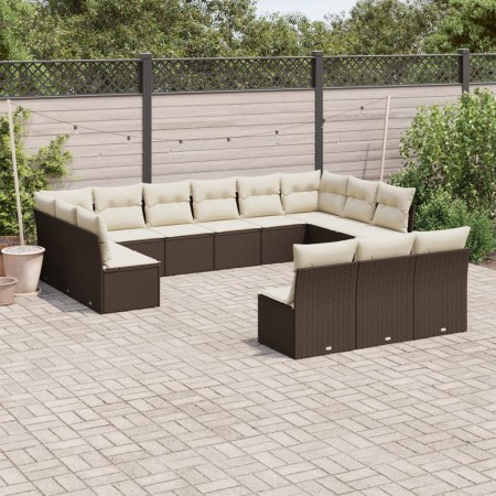 Set de sofás de jardín con cojines 13 piezas ratán PE marrón de , Conjuntos de jardín - Ref: Foro24-3250232, Precio: 801,21 €...