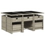 Set de comedor de jardín 11 pzas y cojines ratán sintético gris de , Conjuntos de jardín - Ref: Foro24-3211151, Precio: 536,3...