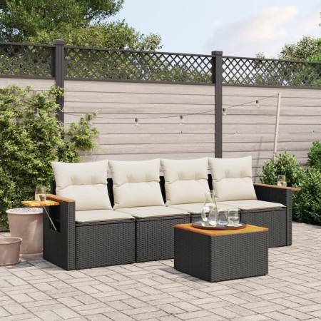 Set de muebles de jardín 5 pzas y cojines ratán sintético negro de , Conjuntos de jardín - Ref: Foro24-3259018, Precio: 305,7...