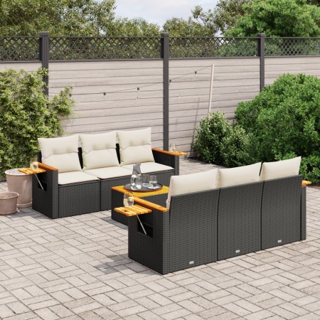 Set de comedor de jardín 7 pzas y cojines ratán sintético negro de , Conjuntos de jardín - Ref: Foro24-3259032, Precio: 466,8...