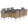 Set comedor de jardín 9 pzas con cojines ratán sintético beige de , Conjuntos de jardín - Ref: Foro24-3211889, Precio: 1,00 €...