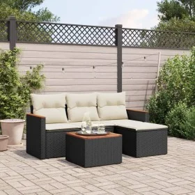 Set de muebles de jardín 5 pzas y cojines ratán sintético negro de , Conjuntos de jardín - Ref: Foro24-3258311, Precio: 280,5...