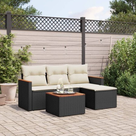 Set de muebles de jardín 5 pzas y cojines ratán sintético negro de , Conjuntos de jardín - Ref: Foro24-3258311, Precio: 283,7...
