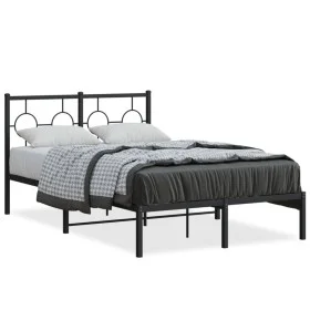 Estructura de cama con cabecero metal negro 120x190 cm de , Camas y somieres - Ref: Foro24-376223, Precio: 92,48 €, Descuento: %