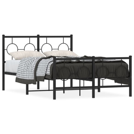 Estructura de cama cabecero y estribo metal negro 120x200 cm de , Camas y somieres - Ref: Foro24-376242, Precio: 120,62 €, De...