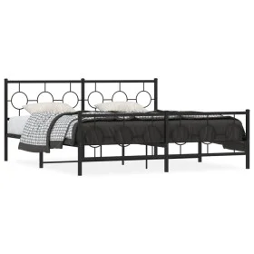 Black metal headboard and footboard bed frame 183x213 cm by , Beds and slatted bases - Ref: Foro24-376249, Price: 138,62 €, D...