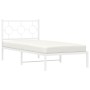 Estructura de cama de metal con cabecero blanco 90x200 cm de , Camas y somieres - Ref: Foro24-376268, Precio: 73,35 €, Descue...