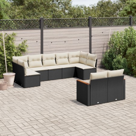 Set de sofás de jardín 8 piezas y cojines ratán sintético negro de , Conjuntos de jardín - Ref: Foro24-3258689, Precio: 542,9...