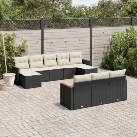 Set de sofás de jardín 10 pzas cojines ratán sintético negro de , Conjuntos de jardín - Ref: Foro24-3258815, Precio: 582,43 €...