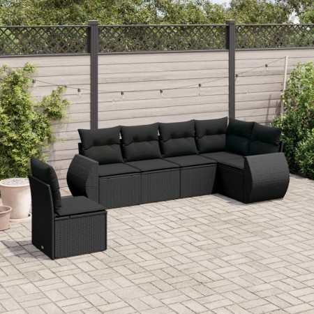 Set de sofás de jardín 6 piezas y cojines ratán sintético negro de , Conjuntos de jardín - Ref: Foro24-3253762, Precio: 419,7...