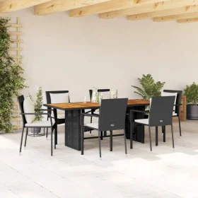 7-piece garden dining set and black synthetic rattan cushions by , Garden sets - Ref: Foro24-3213498, Price: 575,85 €, Discou...
