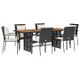 Set de comedor de jardín 7 pzas y cojines ratán sintético negro de , Conjuntos de jardín - Ref: Foro24-3213498, Precio: 531,5...