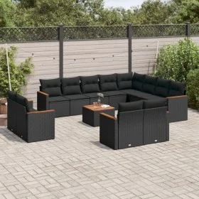 Set de sofás de jardín y cojines 13 pzas ratán sintético negro de , Conjuntos de jardín - Ref: Foro24-3258919, Precio: 926,79...