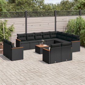 Set de sofás de jardín y cojines 13 pzas ratán sintético negro de , Conjuntos de jardín - Ref: Foro24-3258919, Precio: 960,51...