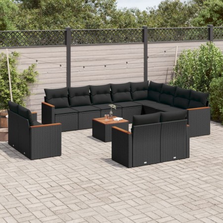 Set de sofás de jardín y cojines 13 pzas ratán sintético negro de , Conjuntos de jardín - Ref: Foro24-3258919, Precio: 960,51...