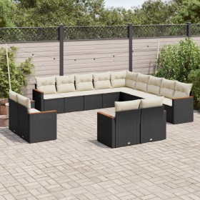 Set de sofás de jardín y cojines 13 pzas ratán sintético negro de , Conjuntos de jardín - Ref: Foro24-3258927, Precio: 837,95...
